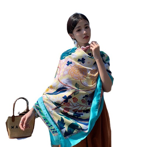 Summer  Beach Vacation Travel Photography Multi-functional Long Scarf Sun Protection Beach Covering Shawl Silk Scarf for Women