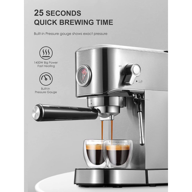 Máquina de café espresso semiautomática de estilo italiano, con espumador de leche a vapor de extracción a presión estándar europeo, para uso doméstico, venta al por mayor.