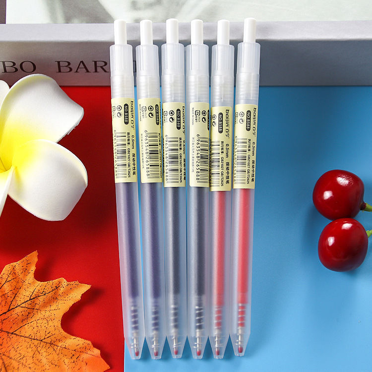 0.5mm bolígrafo blanco de presión de estupefacción de examen de estudiantes bolígrafo de bolígrafo transparente de alto valor de cara