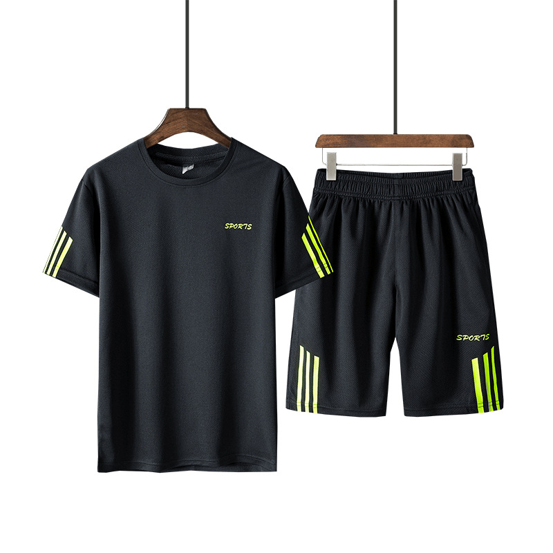 Set de mangas cortas de verano para hombres delgado acondicionamiento rápido ropa de secado hombre juego deportivo casual pantalones cortos sueltos dos piezas para correr