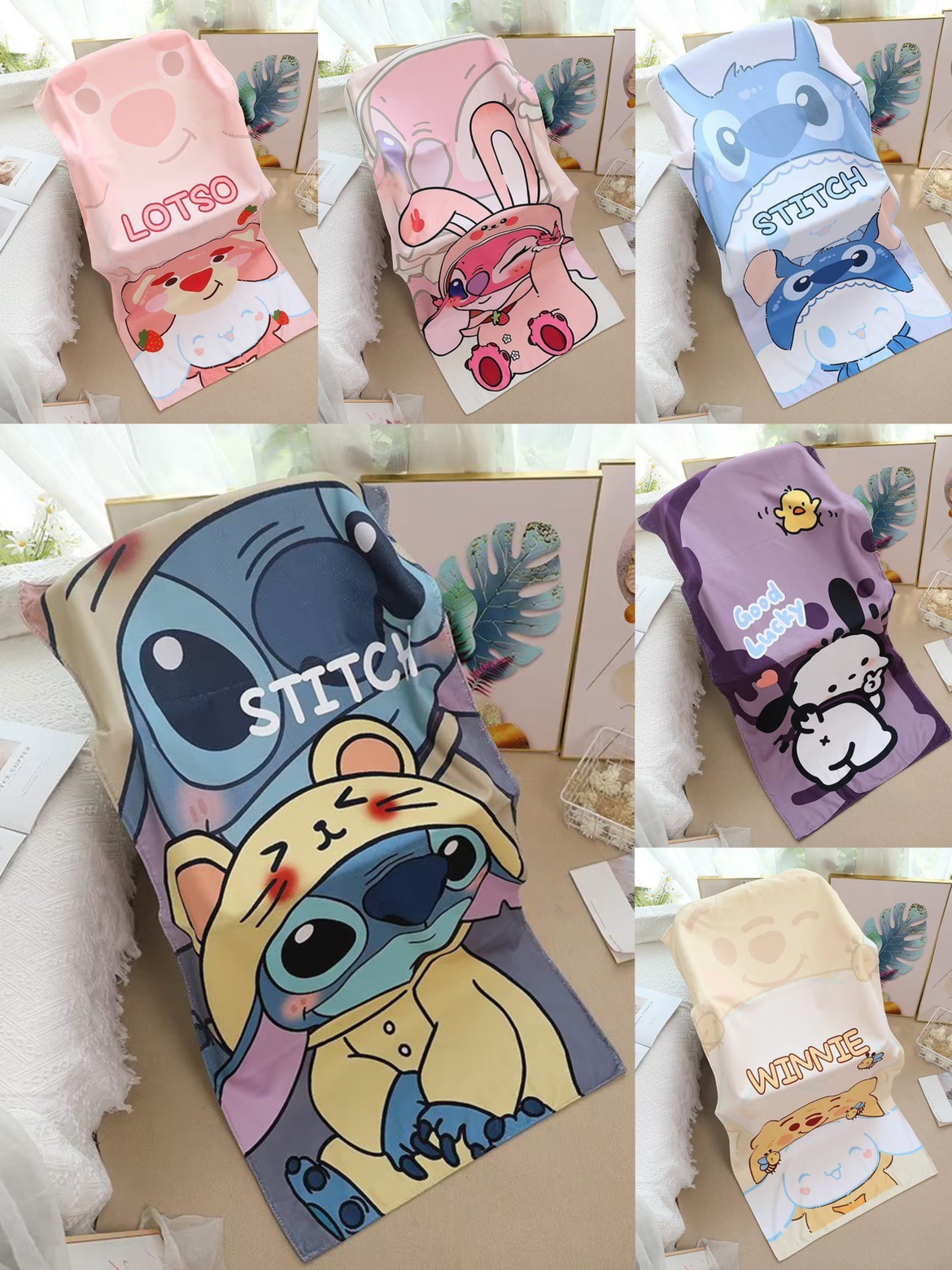 Cartoon quick dry beach bath towel for yoga