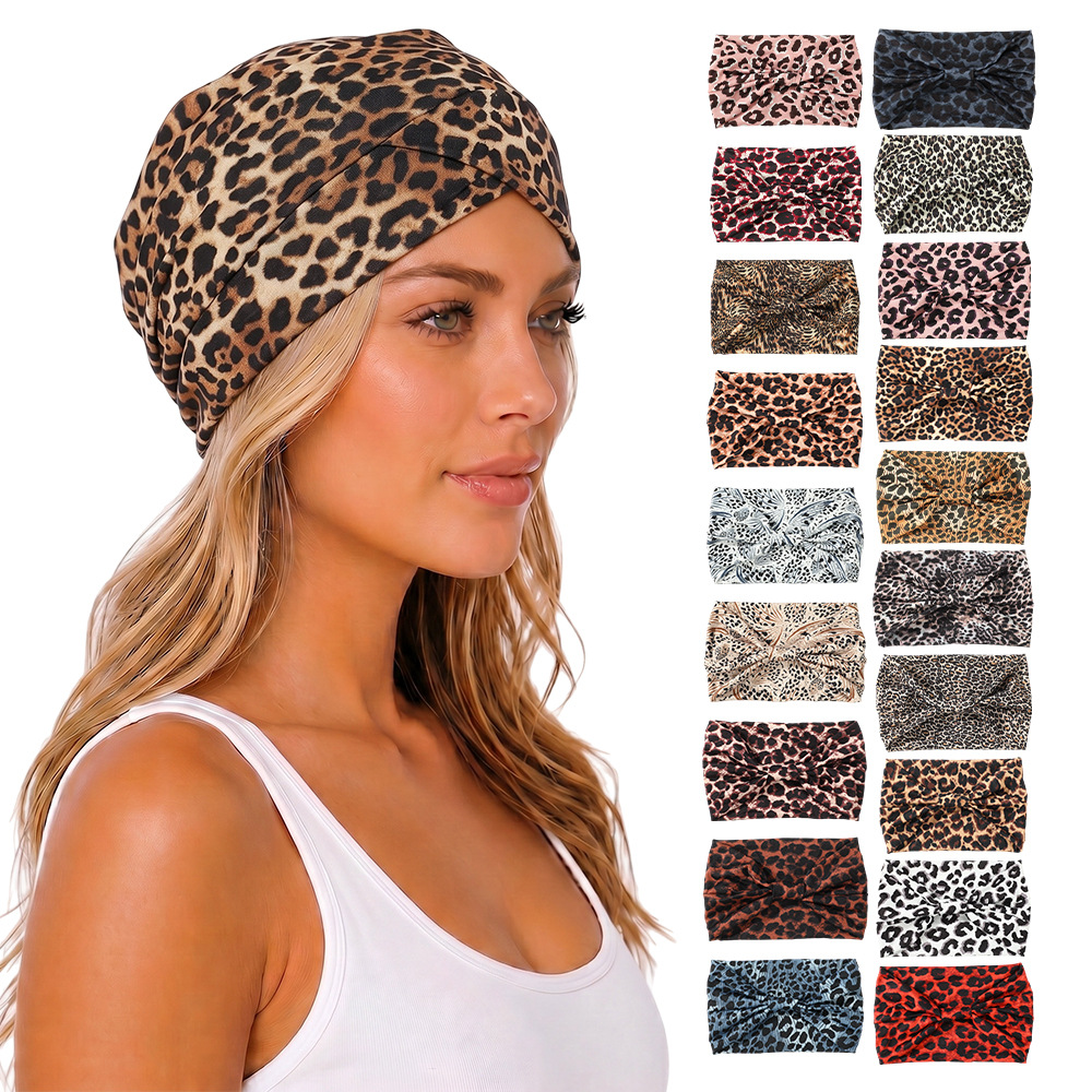 Aliexpress New Leopard Print Headband High Elasticity Wide Edge Sports Headband Women's Headband Headscarf Headwear Wholesale