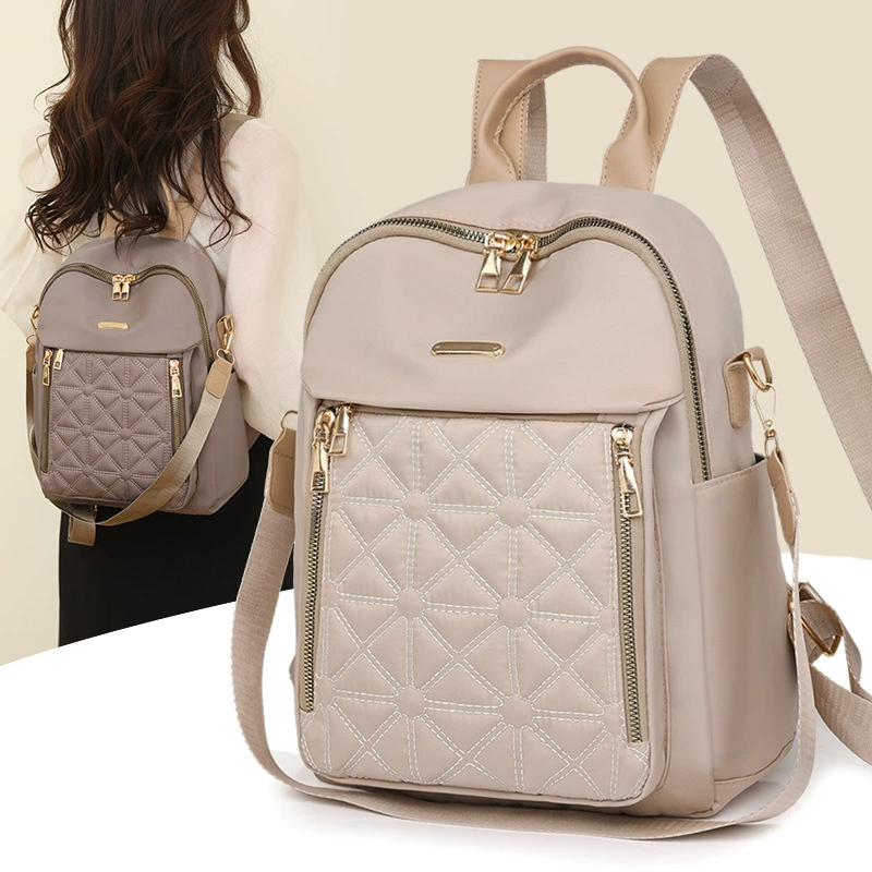 Backpack with diamond pattern, universal capacious water repellent shoulder bag for traveling, Korean style