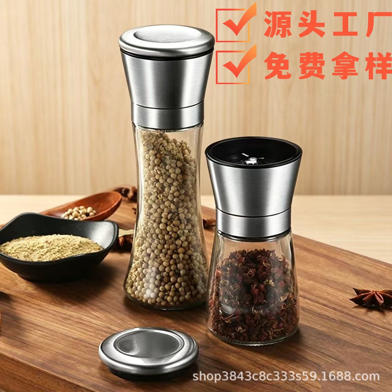 Stainless Steel Grinding Bottle Black Pepper Grinder Barbecue Seasoning Manual Rotary Type Manual Rotary Black Pepper Grinder