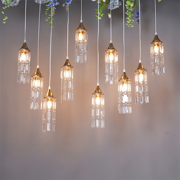 Nueva luz de lujo de la boda 10-cabeza de cristal de hielo bar etapa lámpara decorativa de la boda de acrílico luminoso diseño de techo