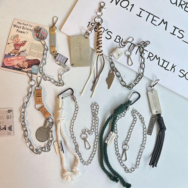 New Trendy Chain Woven Lanyard Korean Style Creative Simple Metal Accessories Bag Accessories Pendant Luggage Pendant