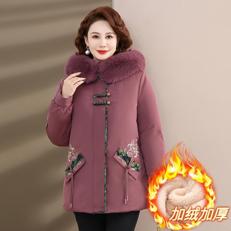 冬季冬天棉服女士中长款韩版修身棉袄外套厚款洋气中老年妈妈棉衣