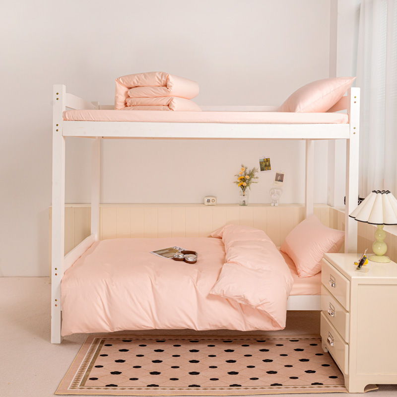 Cama de algodón de color puro para estudiantes universitarios de tres piezas dormitorio de algodón puro sábana individual funda de edredón ropa de cama 2025 nuevo estilo