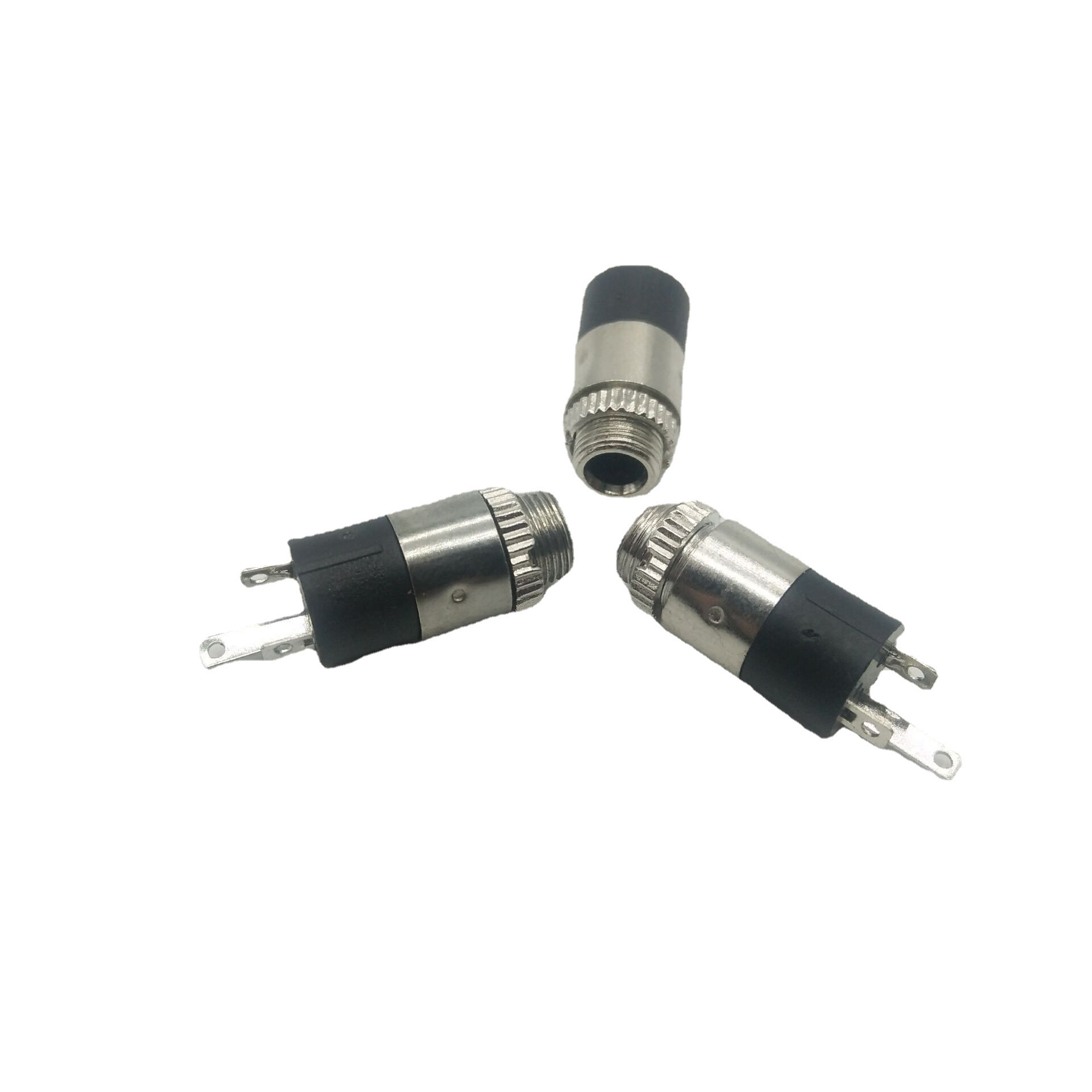 PJ0392 PJ392 音频插座 3.5耳机座带螺纹耳机立体三节式镀银母头