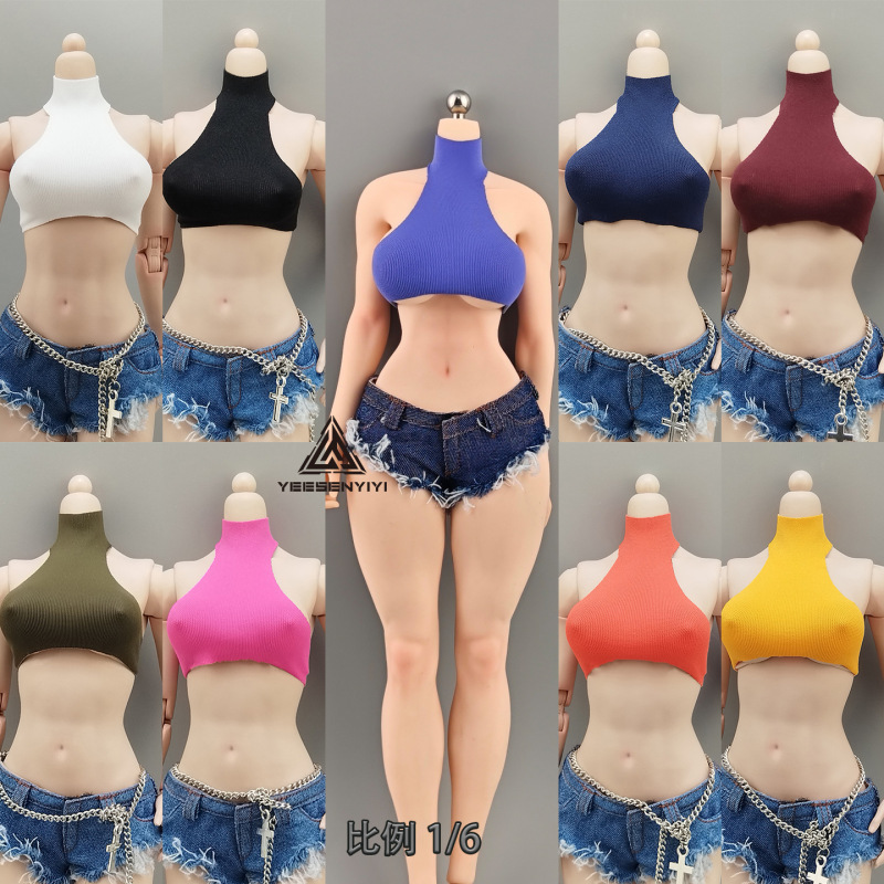 1/6 Ultra-Short Backless High-Neck Vest 12inch Female Soldier Figure Tbl Durable 1/6 Scale Doll Clothes Suitable for Plump Body Types