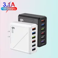 [Зарядное устройство 3.1A с 6 USB для телефонов, блок питания, европейские/британские/южнокорейские вилки]