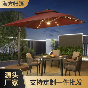 户外遮阳伞庭院伞阳台太阳伞室外商用带灯太阳能伞露天摆摊罗马伞-阿里巴巴