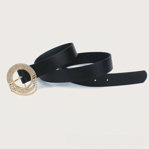 Exaggerated Metal Embellished with Diamonds and Tassels Hairpin Belt Retro Round Alloy Belt for Women Casual Fashion Leather Waist Decor