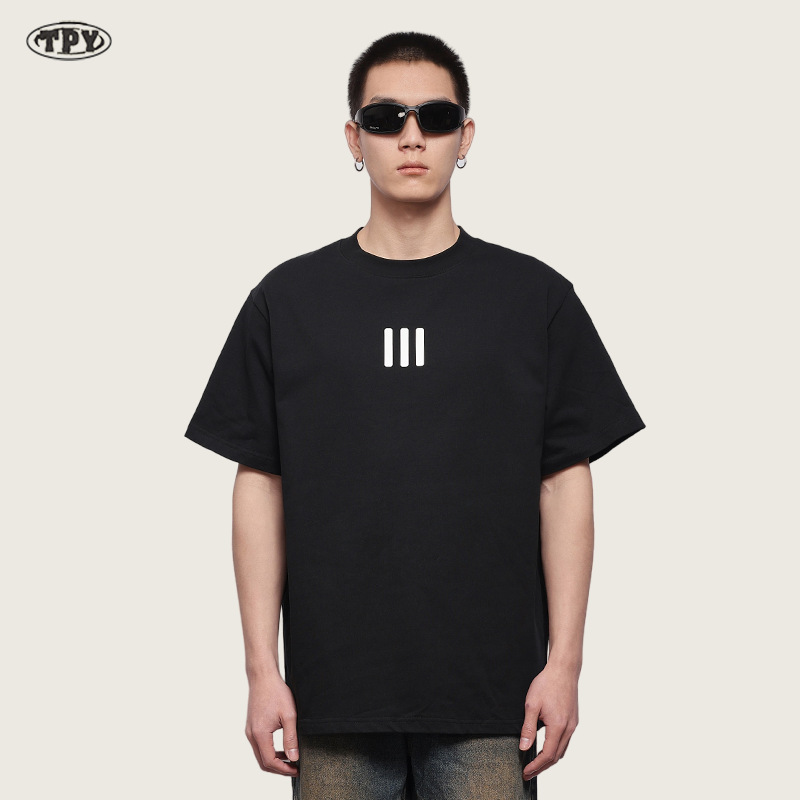 FEAR OF GOD 280g joint three-bar flocking short-sleeved T-shirt cotton loose men's and women's same FOG