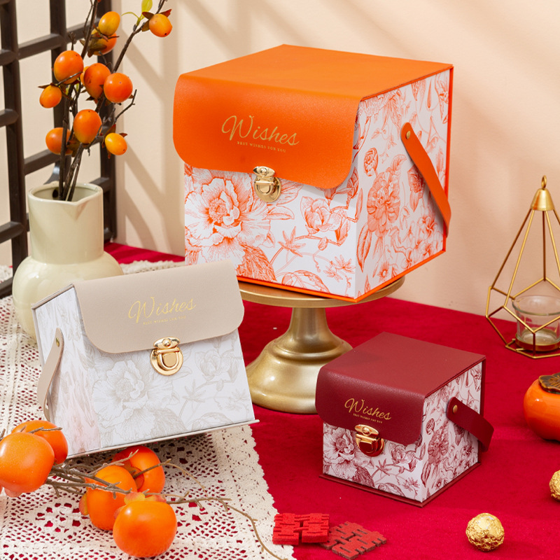 中式手提紅色喜糖盒批發滿月百日宴結婚過年送禮伴手禮禮糖盒空盒