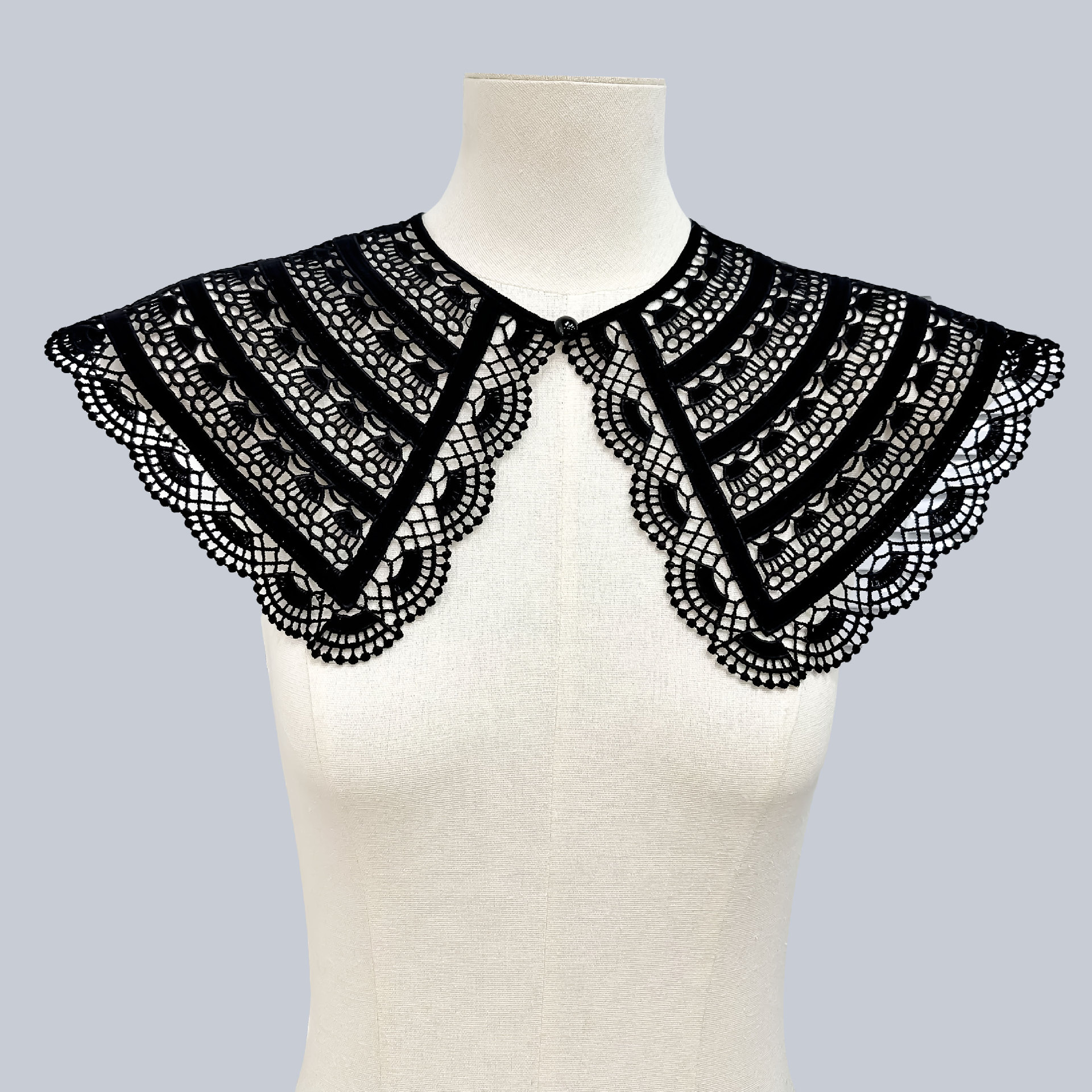 Collar de encaje negro hueco diseño de ventilador retro vestido delgado accesorios de moda universal image 7