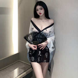 情趣内衣性感日系和服套装深V 古风汉服浴袍纯欲风免脱调情睡衣女