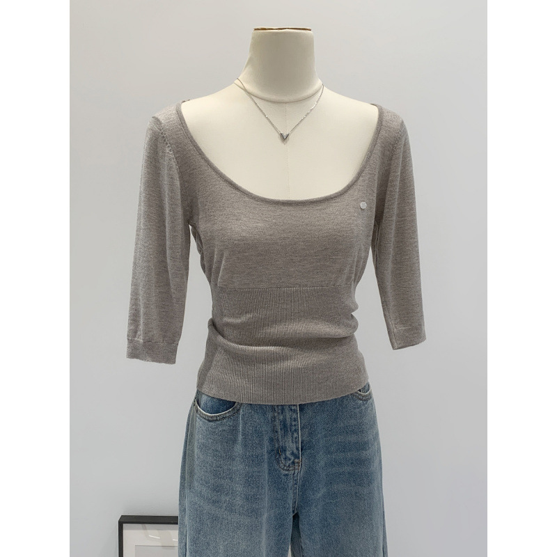 Short-Sleeve Wool Knit T-Shirt for Petite Women, Slim-Fit, Summer 2026 New Style, Super Popular, Age-Reducing Top