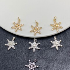保色满钻锆石雪花吊坠穿珠手工水晶文玩手串手链DIY饰品配件串珠