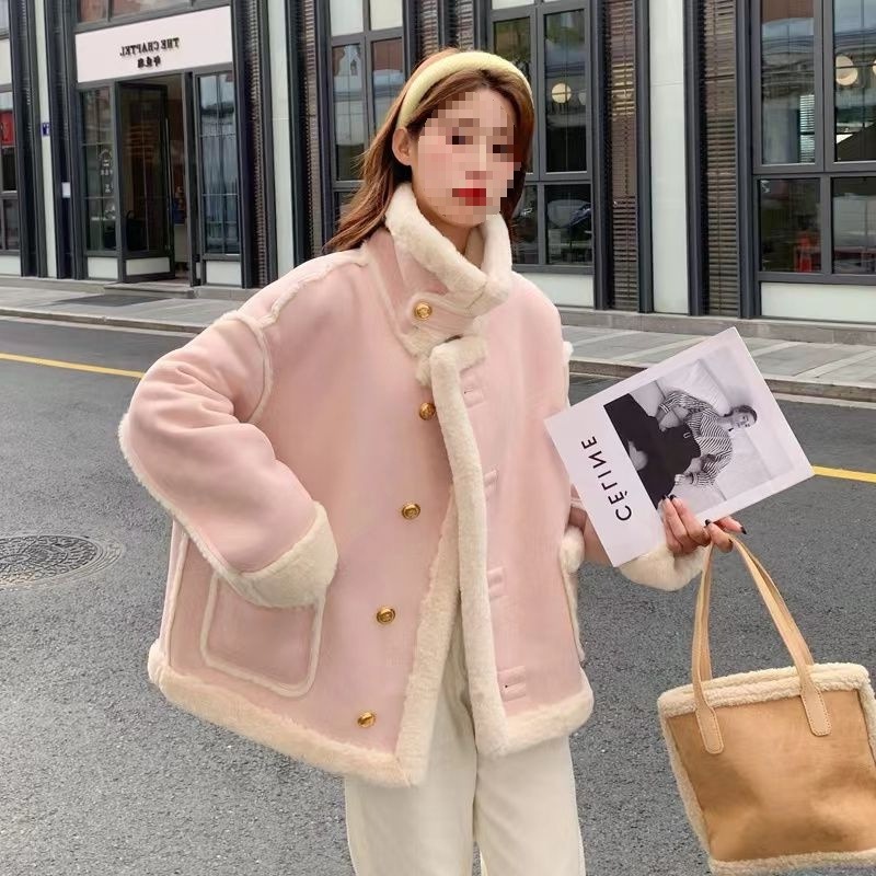 Lamb Wool Outwear for Women 2025 New Autumn Korean Style Loose Imitation Suede Fur One-Piece Fleece-Lined Thickeneded Motorcycle Jacket