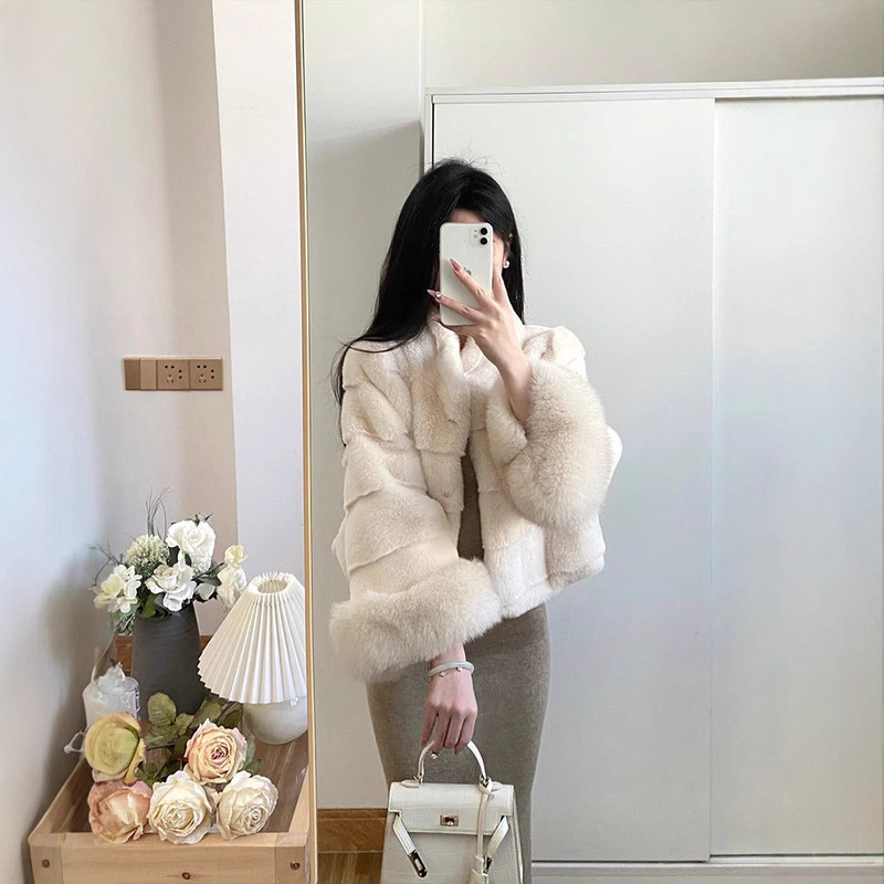 Elegant Sister Mink Fox Fur Eco-Friendly Short Fur Coat 2025 Winter New Mink Fur Coat for Women