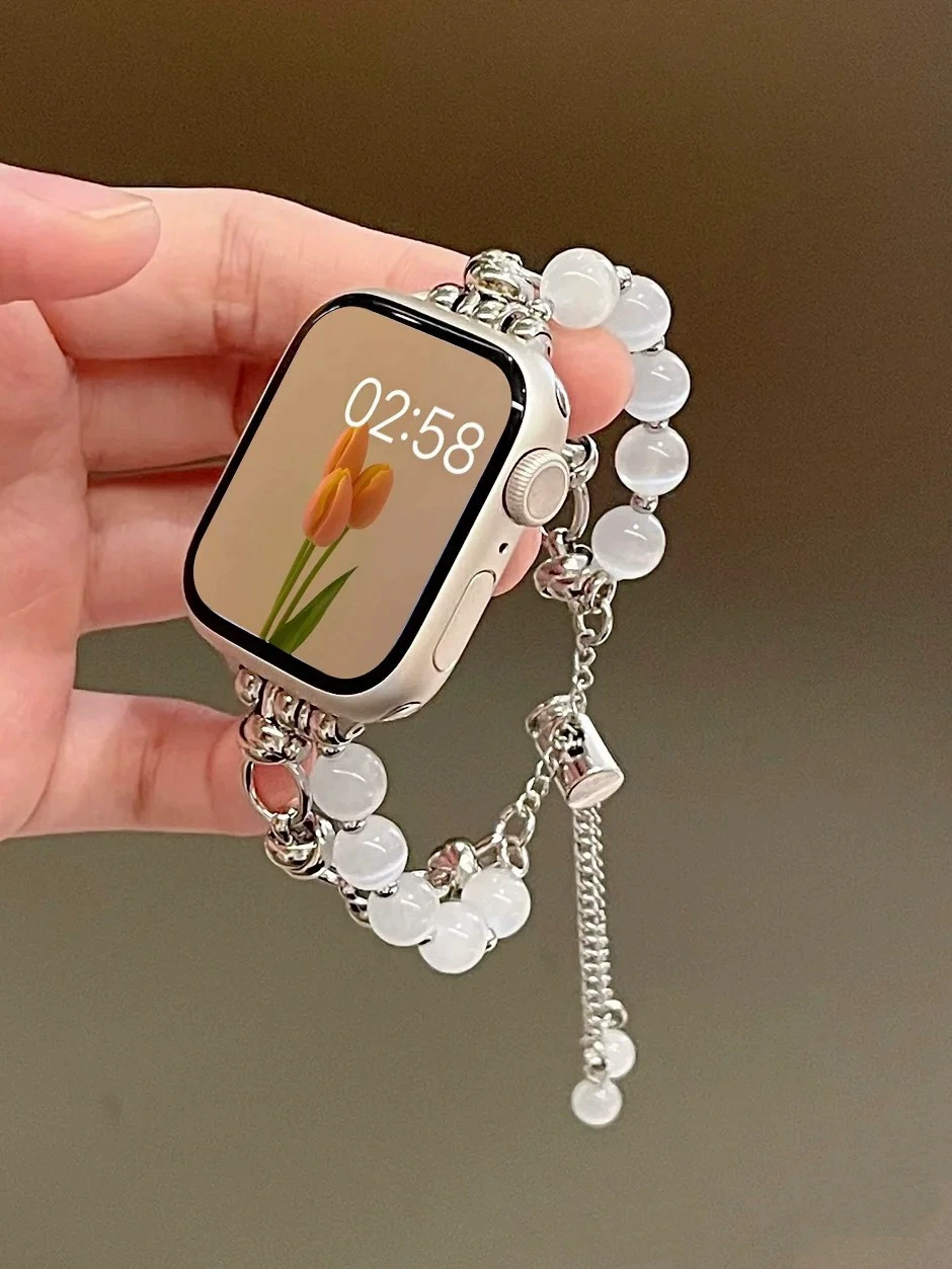Браслет‑ремешок для Apple Watch, с кошачьим глазом и металлической цепочкой, 38–49 мм