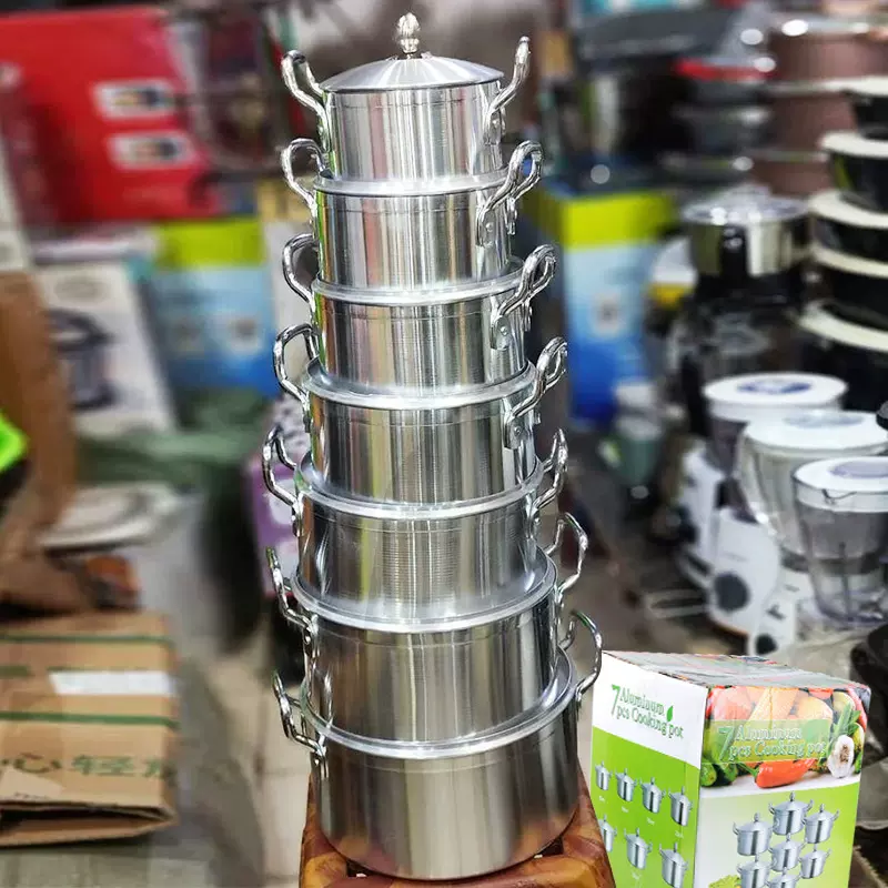 跨境货源南美非洲热销7件套厨房锅具 铝锅套装 Aluminium Pot Set
