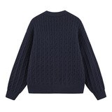 纯色简约麻花肌理感毛衣开衫女男秋季潮牌宽松百搭加厚针织衫外套，男装针织衫/毛衣，星座614