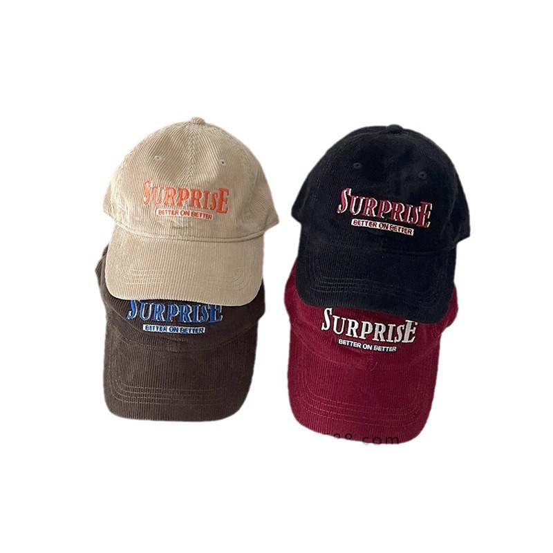 Corduroy children's fashionable demi-season baseball cap with hood…