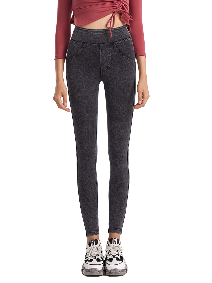 Transfronterizo nueva cintura alta adelgazamiento cadera levantamiento yoga jeans mujeres apretado estiramiento bolsillo deportes casual lápiz Pantalones image 7