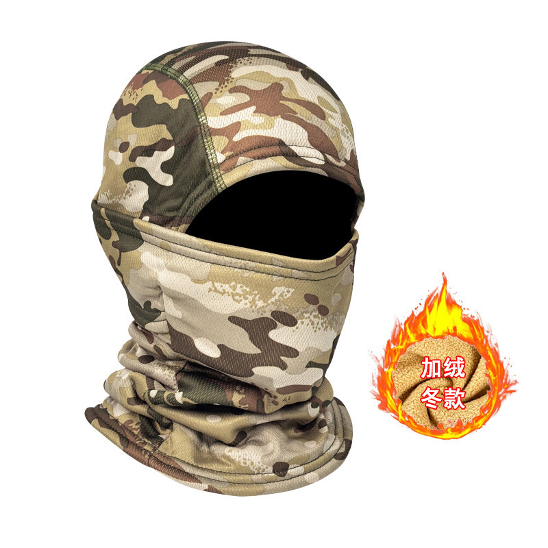 Pasamontañas táctico de camuflaje grueso para invierno, protección facial térmica para ciclismo o deportes al aire libre