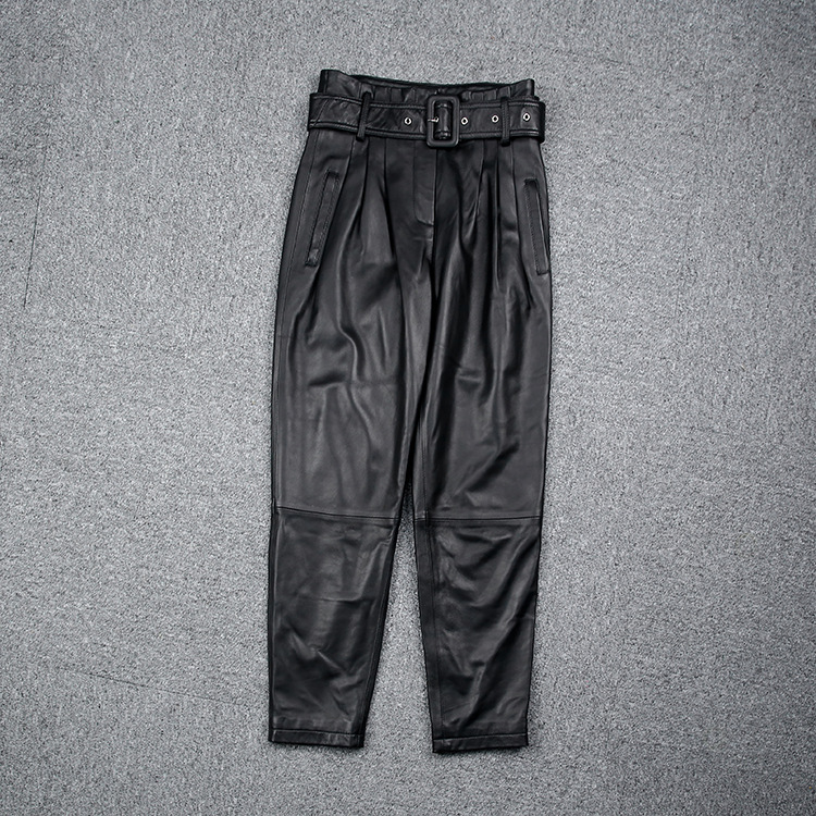 Ladies High Waist Leather Pants 5