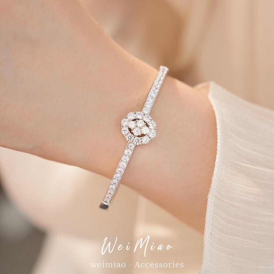 18k oro real electronita de piedra elíptica pulsera de hebilla de flores delicada pulsera de alta calidad lujosa joyas de nicho