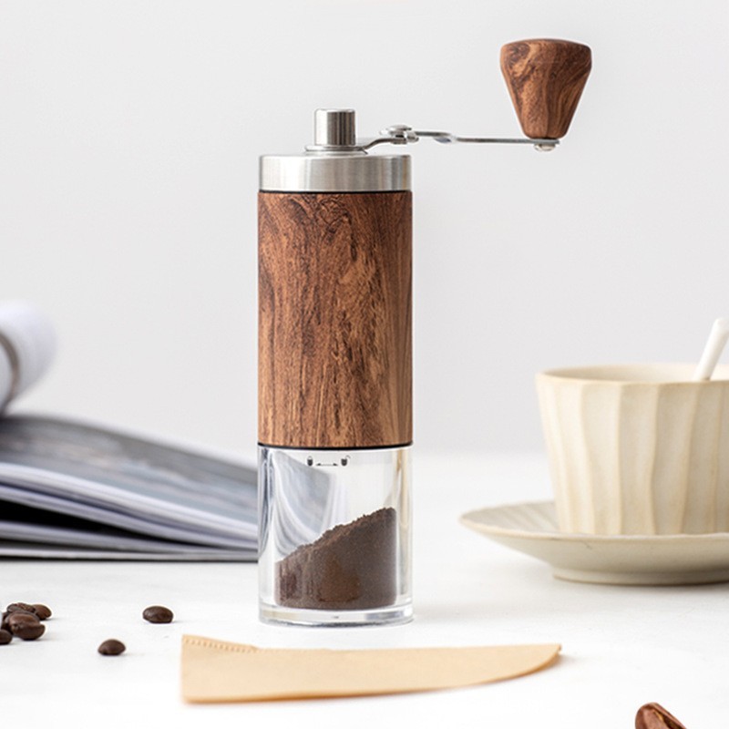 Cross-Border Hand-Cranked Coffee Grinder 304 Stainless Steel Bean Grinder Household Portable Grinder Wood Grain Coffee Machine