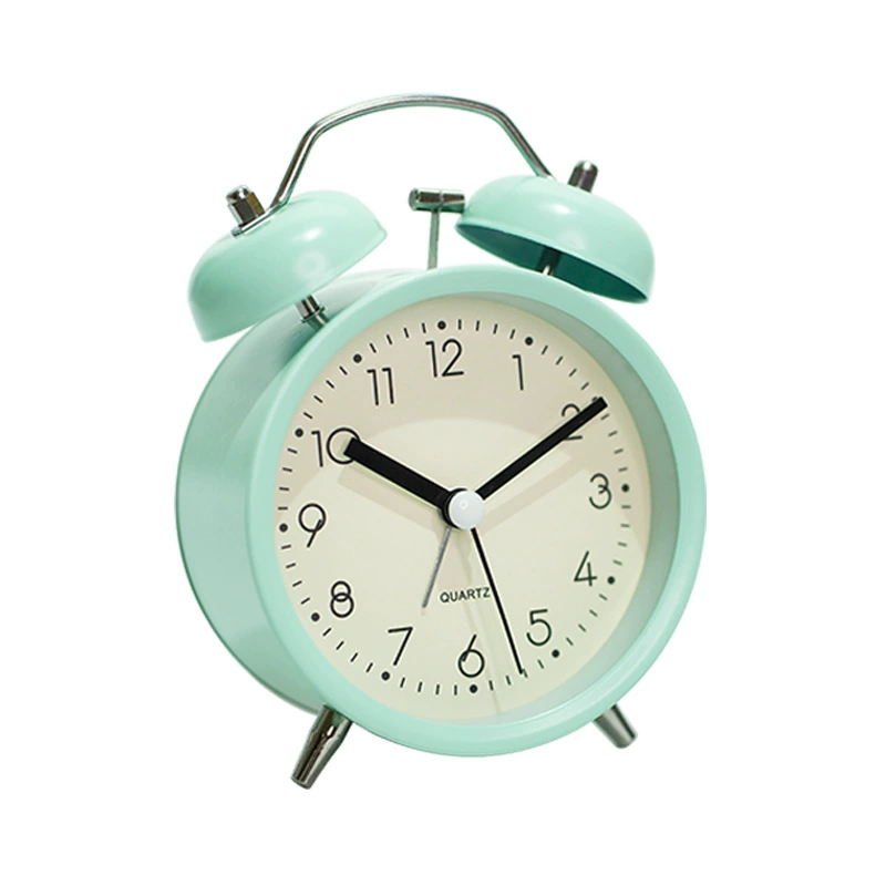 Twin-Bell Metal Alarm Clock, Quiet Powerful Bell, Luminous Night Light, 11×6×15 cm