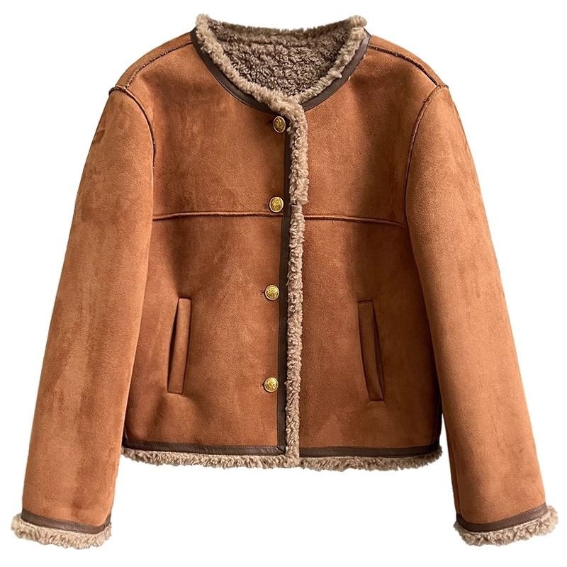 (2개) MAILLARD 스타일 LAMB 2023 COAT 새로운 겨울 한국 스타일 쇼트 탑 작은 모피 두껍게