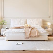 奶油风耳朵床现代简约科技布艺床2米x2米2主卧1米8软包双人床