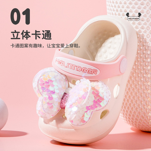 Children's Slippers Summer New Wholesale Cartoon Cute Baby Croc Shoes Soft Baotou Small and Medium-sized Children's Slippers Girls