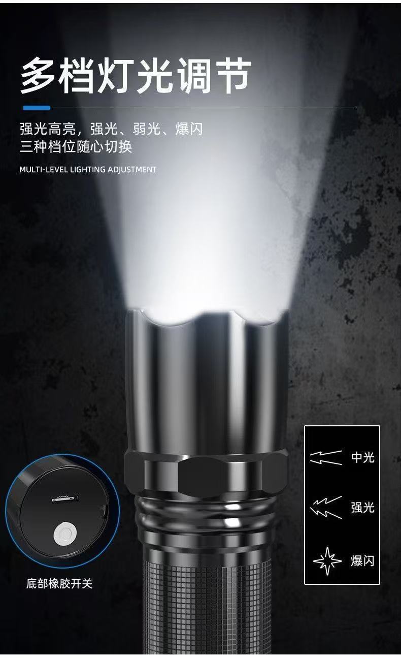 Portable Mini Flashlight, Rechargeable, Strong Light, Outdoor Mountaineering, Adventure Camping, Portable Emergency Light Cz009