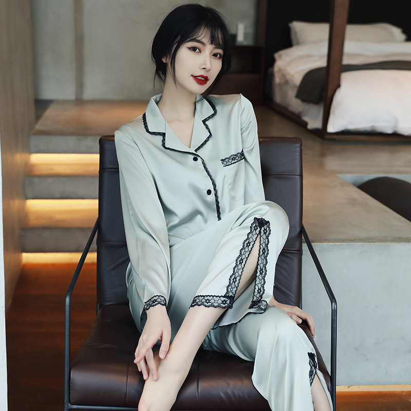 2021 new spring/autumn summer pajamas women's sexy long sleeve suit Korean silk fashion online popular home wear