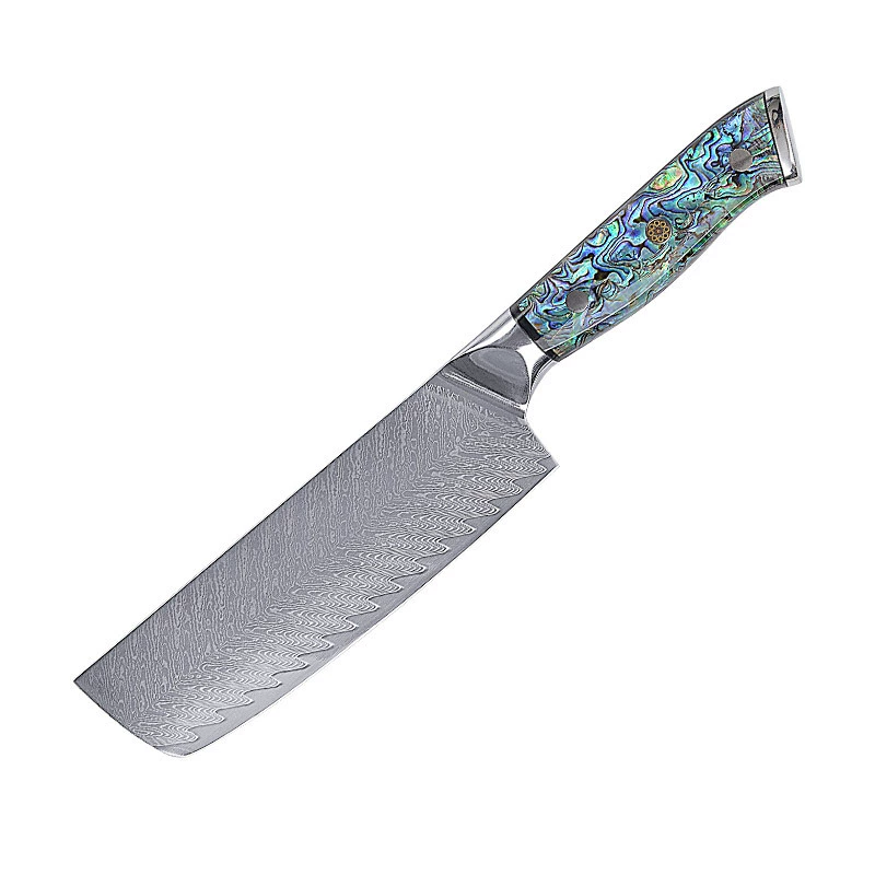 Damascus kitchen knife, VG10 blade, shell handle, multi-size (3.5–8 in)