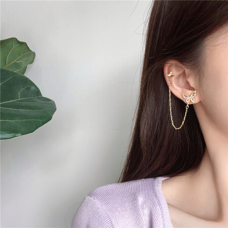 Korean Style Butterfly Diamond Stud Earrings display picture 6