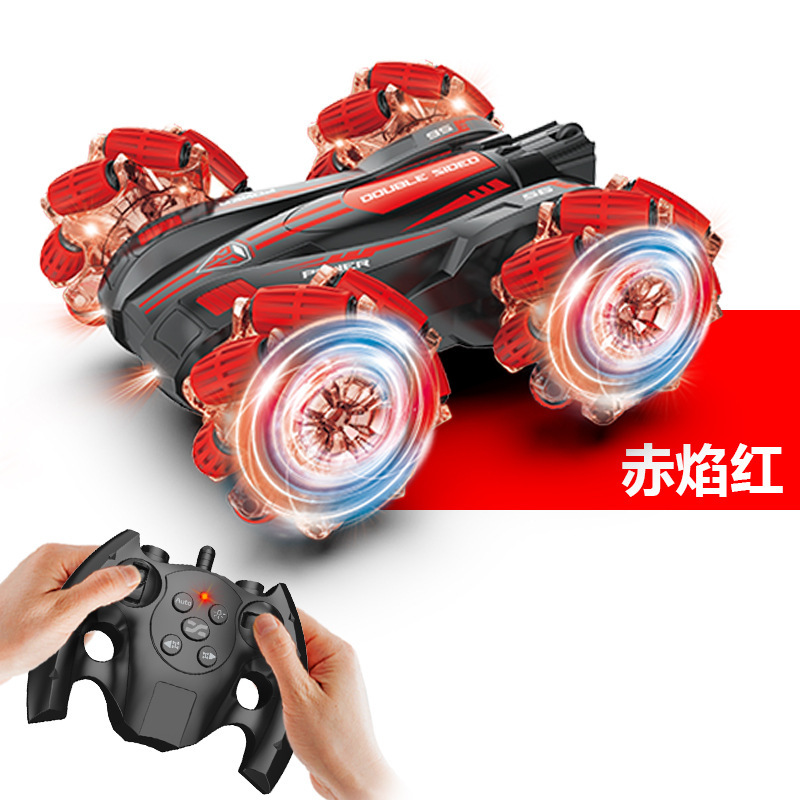 Coche de control remoto RC transfronterizo, coche de control remoto con acrobacias de gestos de doble cara, coche de juguete para niños con tracción en las cuatro ruedas, todoterreno, regalo para niños
