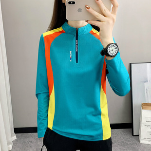 24C1120 live broadcast popular long-sleeved quick-drying clothes women's T-shirt running fitness clothes spring Thin Ice Silk breathable Sports
