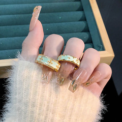 ins新款輕奢風薄荷綠復古時尚開口戒指女小眾氣質極簡百搭指環