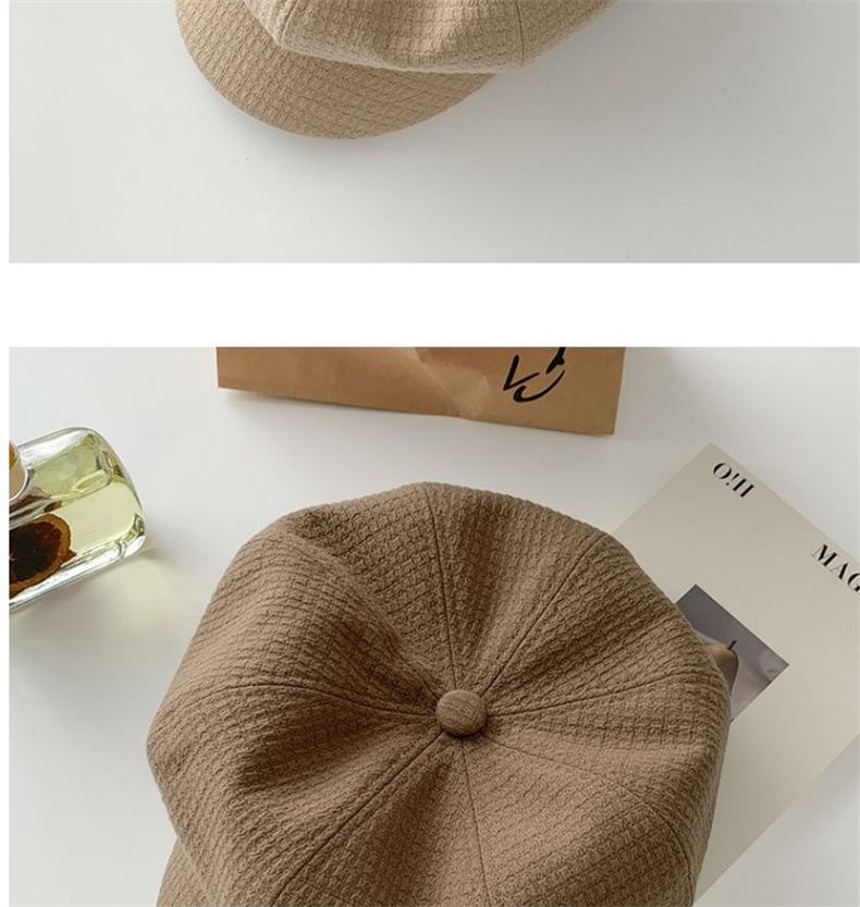 Neuer achteckiger Hut für Herbst und Winter für Kinder, achteckiger Hut mit britischem Waffelgitter für Frauen, Gürtelschnalle aus Metall, modischer und vielseitiger Maler_voghion.com