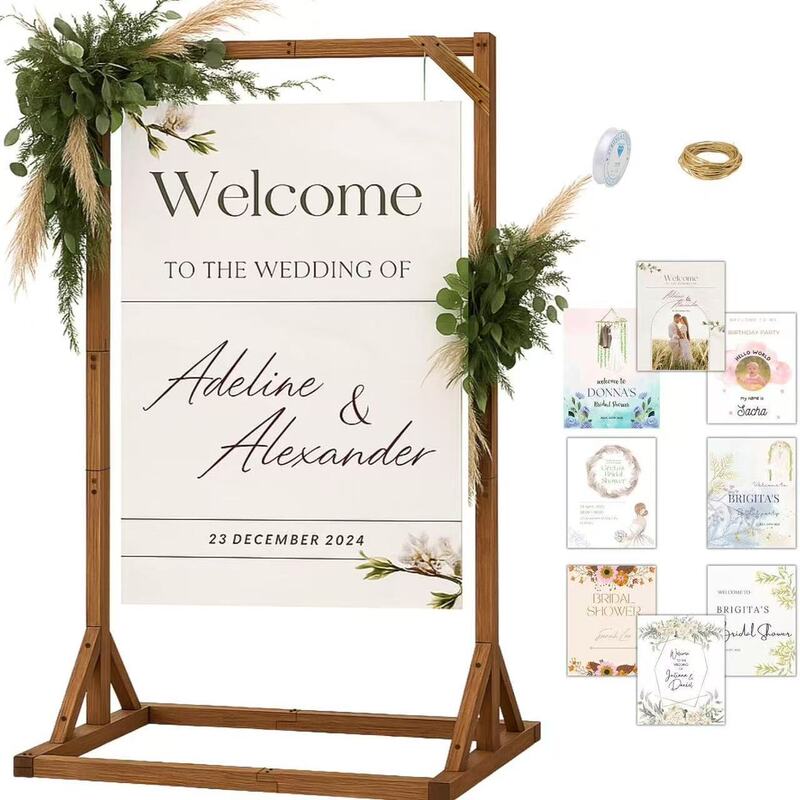 Wooden Door Sign Stand, Floor-Standing Wedding Photo Display Stand, Art Work Poster Display Stand Wooden Door Sign Stand, Floor-Standing Wedding Photo Display Stand, Art Work Poster Display Stand