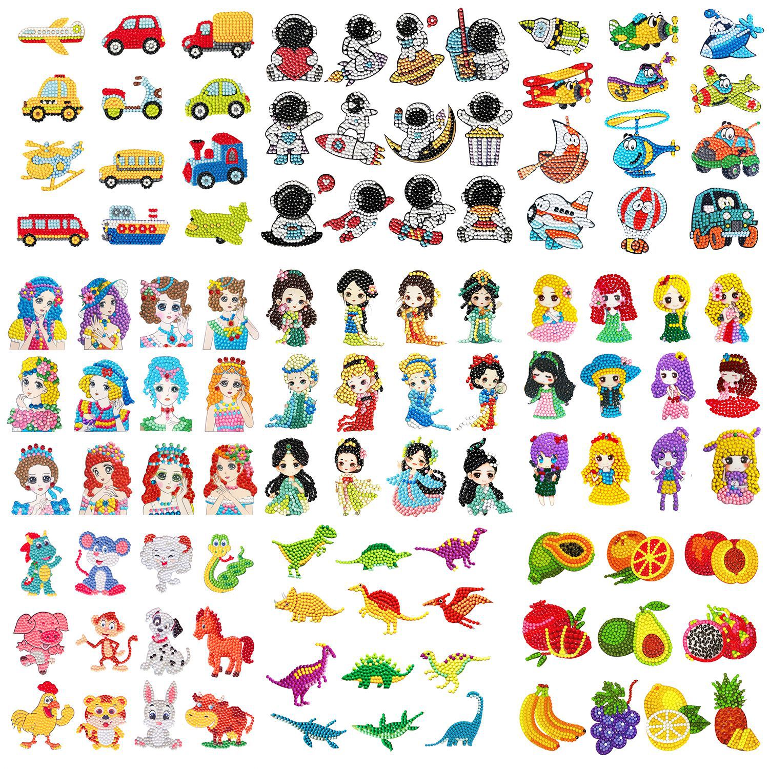 2024 nuevo estilo 5d princesa de dibujos animados pegatinas gratis pintura de diamantes artesanía para niños pegatinas decorativas de bricolaje pegatinas de refrigerador