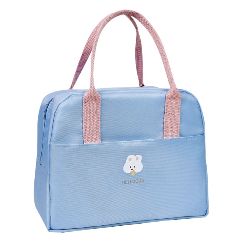 Nueva bolsa de almuerzo de color macaron de gran capacidad de preservación térmica lonchera portátil bolsa de tela Oxford marco de acero almuerzo bolsa de hielo