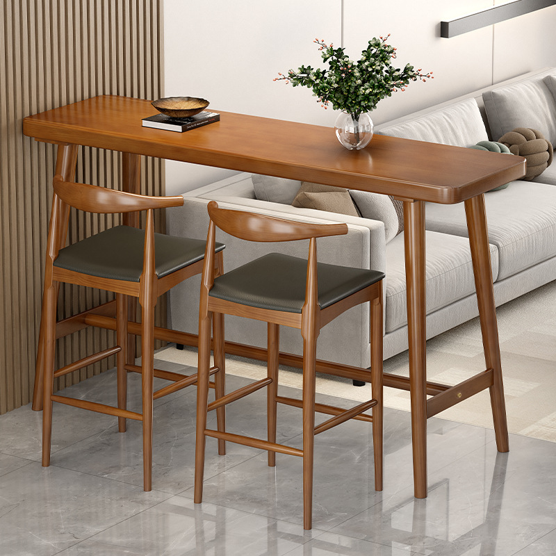 All Solid Wood Bar Table Home Window Simple Balcony Small Apartment Living Room Bar Creative High-Legged Wall Long Table
